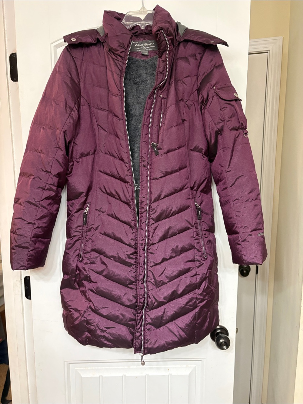 Eddie Bauer Women's Quilted Long Puffer Coat - Plum Size Large